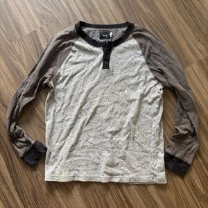 BDG Super Soft Gray Henley Long Sleeve Tee